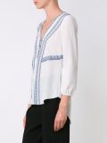 embroidered V-neck blouse