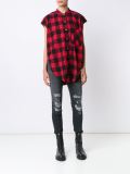 oversized sleeveless check shirt