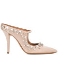 crystal-embellished satin mules