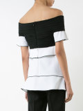 pleated bardot asymmetrical top