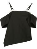 cut-off shoulders asymmetric blouse