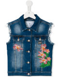 embroidered denim gilet 