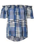 plaid off-the-shoulder top