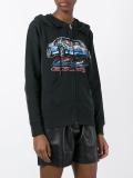 car print zipped hoodie