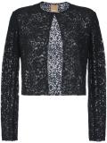 semi-sheer floral lace cropped jacket