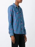 'lips' embroidered denim shirt