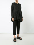 pleated trim striped shirt 