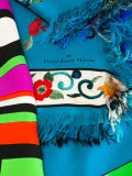 stripe and floral fringed scarf