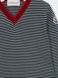 striped V-neck sweater