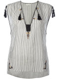 tassel open neck top 