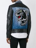 denim panel biker jacket