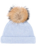 detachable pom ribbed hat 