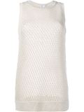 Sleeveless Mesh-Stitched Top