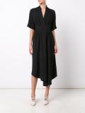 asymmetric hem gathered dress