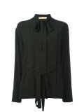 pussy bow placket blouse