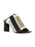 woven fringed mules