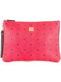 logo print zipped clutch