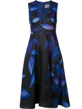 deep V-neck flared dress