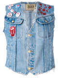 patched denim gilet