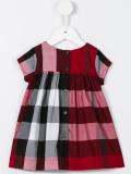 gathered front panel check dress