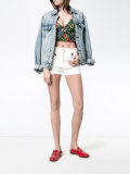 pin embellished denim shorts