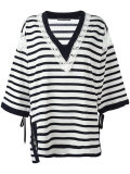 striped V-neck jumper