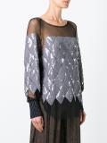 sequined sheer knit blouse