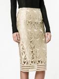 metallic pencil skirt