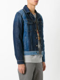 two-tone zipped denim jacket