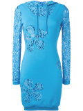 lace panel hoodie dress