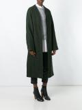 collarless quilted coat
