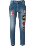 patched cropped jeans