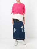 mixed cable knit fringed jumper