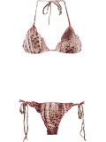 animal print triangle bikini set