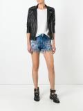 rose print denim shorts