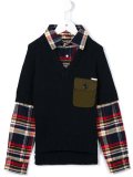 sweater and checked shirt