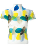feather-print knitted top