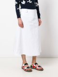 button front flared midi skirt