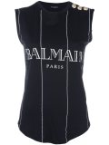 striped logo tank top