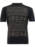 patterned funnel-neck T-shirt
