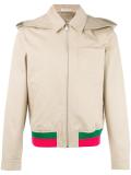 stripe hem hooded jacket