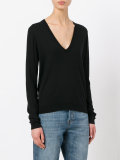 V-neck long sleeve knit top