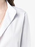 half stripe collarless shirt