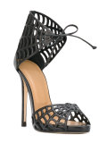 web motif stiletto sandals