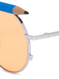 pen motif round sunglasses