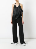striped ruffle trim top 