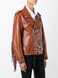 fringed sleeve biker jacket