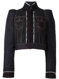 embroidered cropped denim jacket