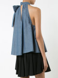 chambray tie neck halter top