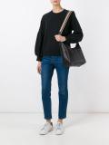 gathered sleeve sweatshirt